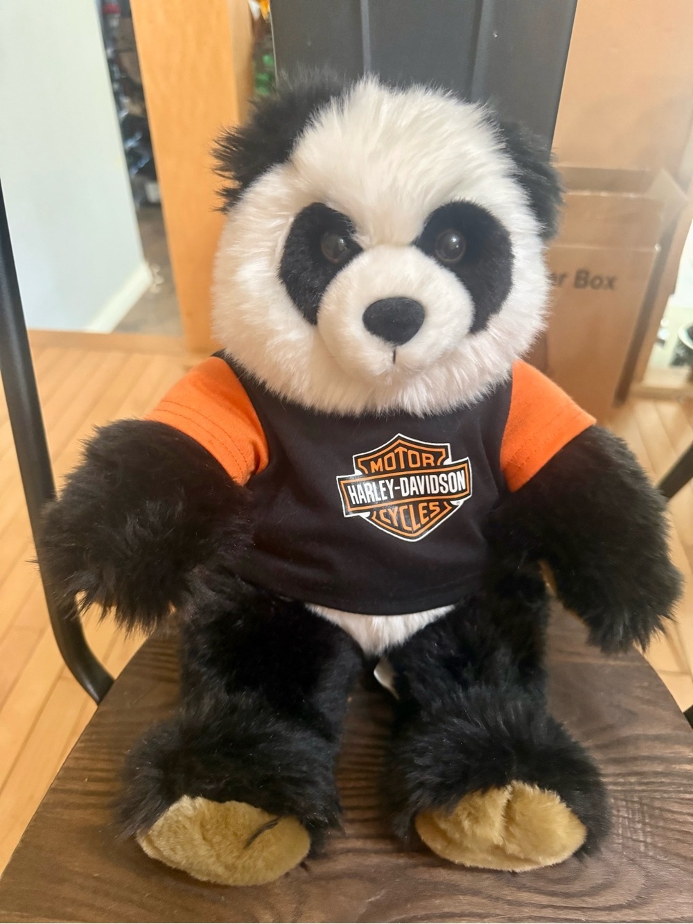 Build-A-Bear Workshop Panda Plush w/ Official Harley-Davidson Biker T-Shirt